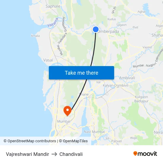 Vajreshwari Mandir to Chandivali map