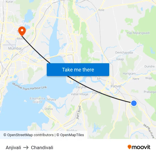 Anjivali to Chandivali map