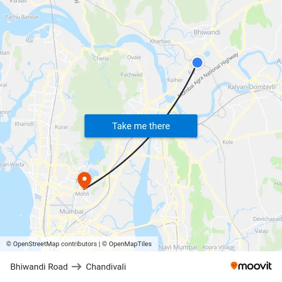 Bhiwandi Road to Chandivali map