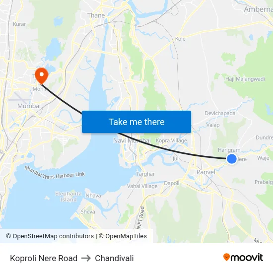 Koproli Nere Road to Chandivali map
