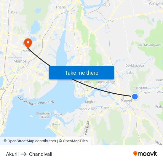 Akurli to Chandivali map
