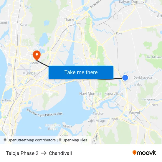 Taloja Phase 2 to Chandivali map