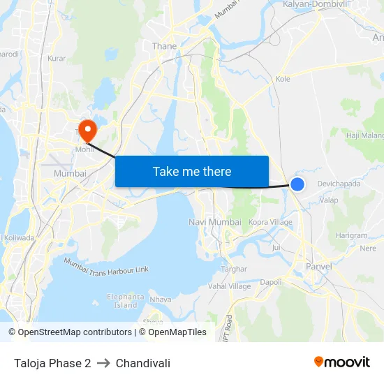Taloja Phase 2 to Chandivali map
