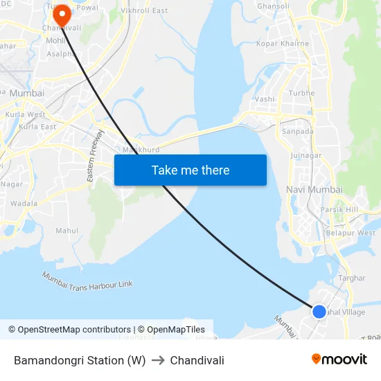 Bamandongri Station (W) to Chandivali map