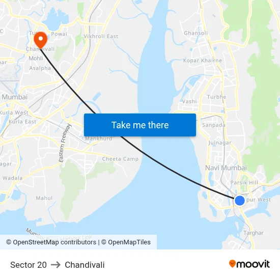 Sector 20 to Chandivali map