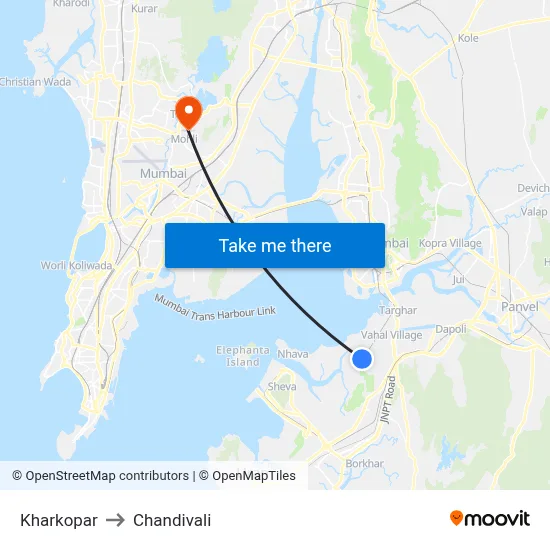 Kharkopar to Chandivali map