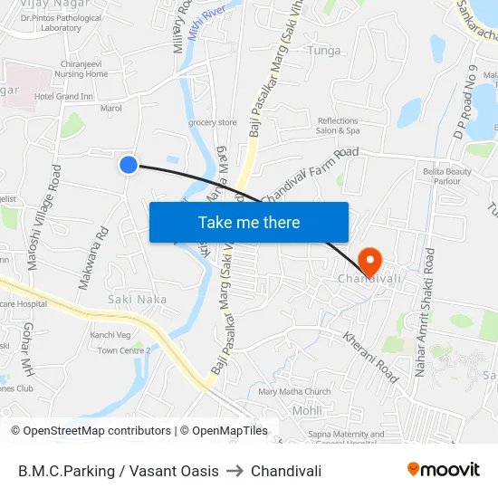 B.M.C.Parking / Vasant Oasis to Chandivali map