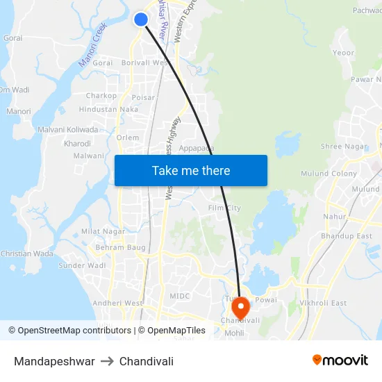 Mandapeshwar to Chandivali map