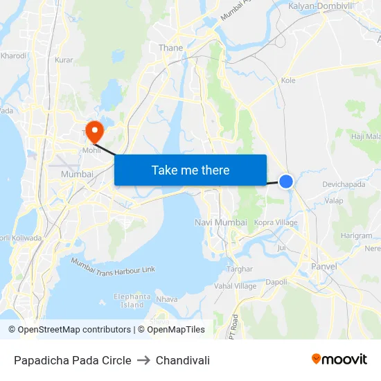 Papadicha Pada Circle to Chandivali map