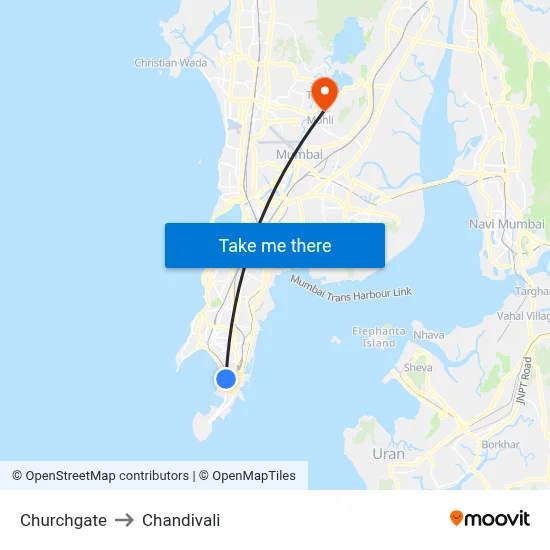 Churchgate to Chandivali map