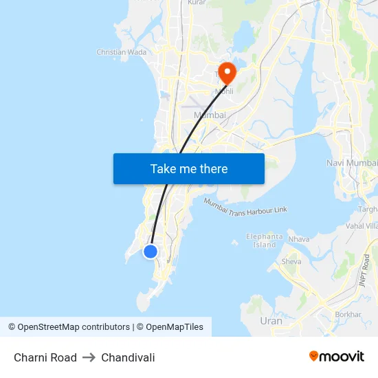 Charni Road to Chandivali map