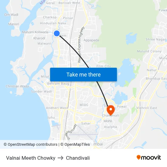 Valnai Meeth Chowky to Chandivali map