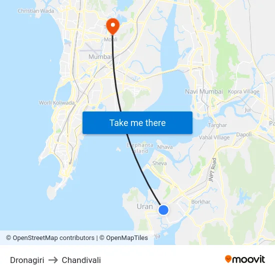 Dronagiri to Chandivali map