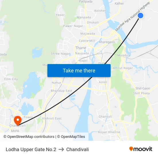 Lodha Upper Gate No.2 to Chandivali map
