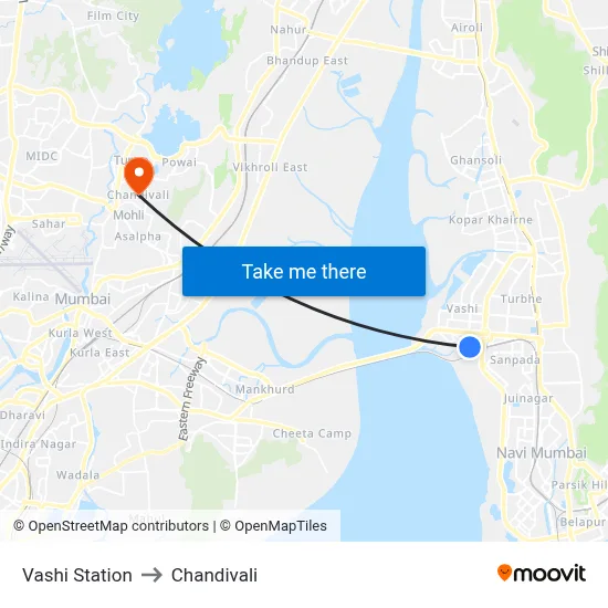 Vashi Station to Chandivali map