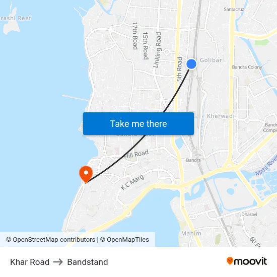 Khar Road to Bandstand map