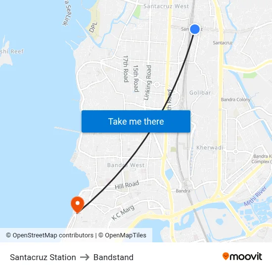 Santacruz Station to Bandstand map