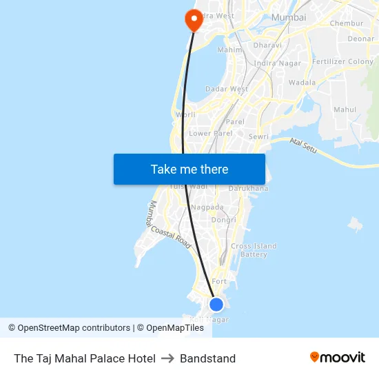 The Taj Mahal Palace Hotel to Bandstand map