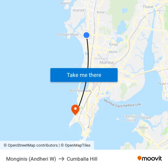 Monginis (Andheri W) to Cumballa Hill map