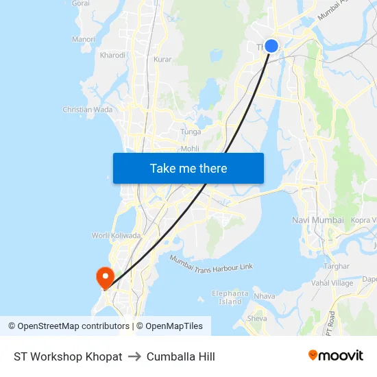 ST Workshop Khopat to Cumballa Hill map