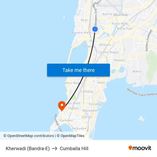 Kherwadi (Bandra-E) to Cumballa Hill map
