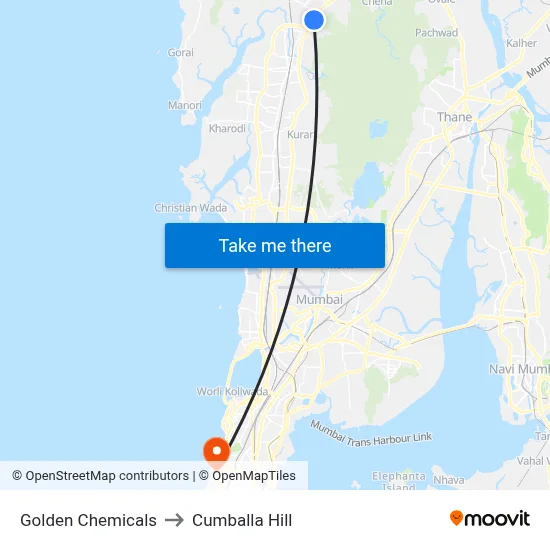 Golden Chemicals to Cumballa Hill map