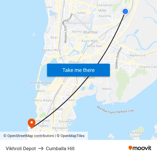 Vikhroli Depot to Cumballa Hill map