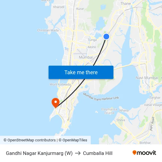 Gandhi Nagar Kanjurmarg (W) to Cumballa Hill map