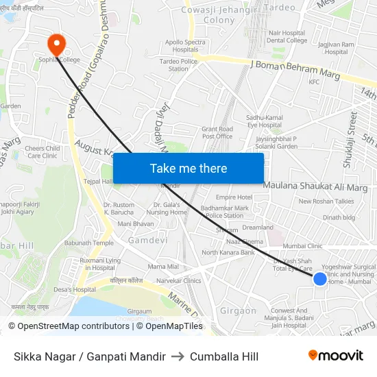 Sikka Nagar / Ganpati Mandir to Cumballa Hill map