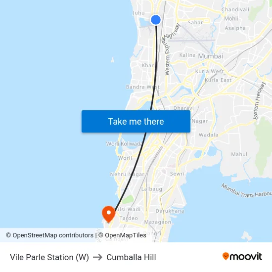 Vile Parle Station (W) to Cumballa Hill map