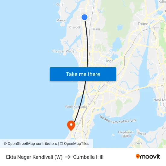 Ekta Nagar Kandivali (W) to Cumballa Hill map
