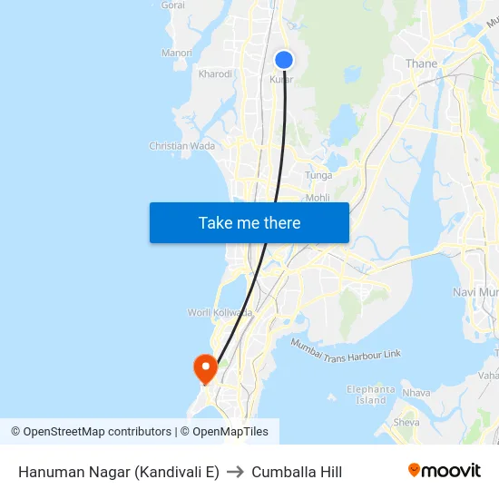 Hanuman Nagar (Kandivali E) to Cumballa Hill map