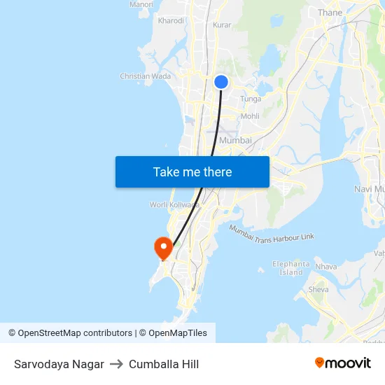 Sarvodaya Nagar to Cumballa Hill map