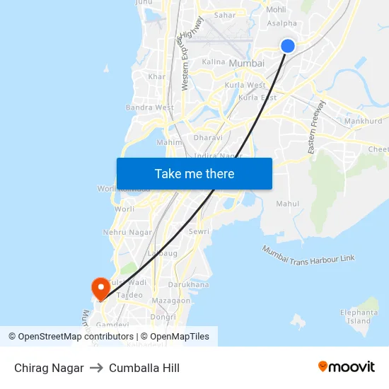 Chirag Nagar to Cumballa Hill map