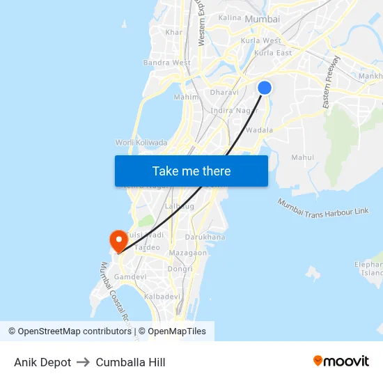 Anik Depot to Cumballa Hill map