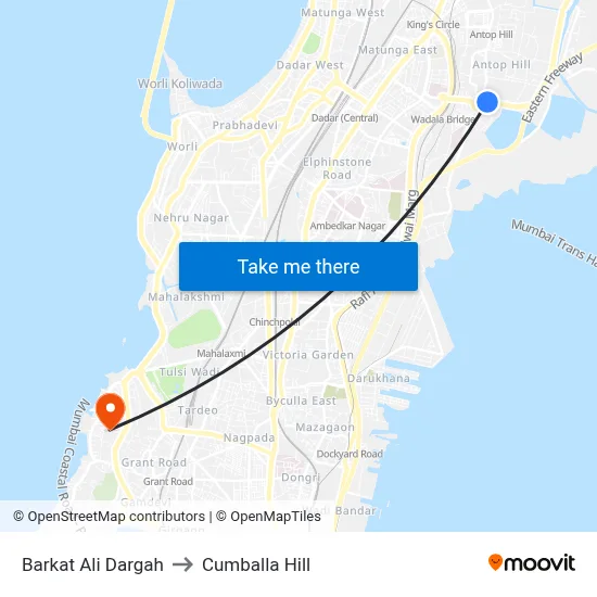 Barkat Ali Dargah to Cumballa Hill map