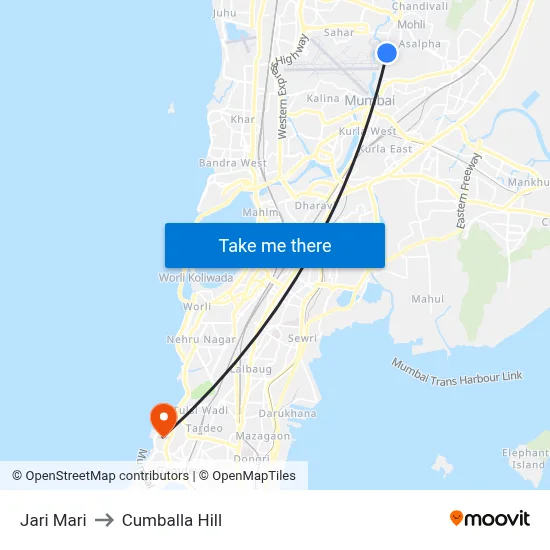 Jari Mari to Cumballa Hill map