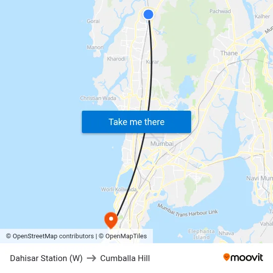Dahisar Station (W) to Cumballa Hill map