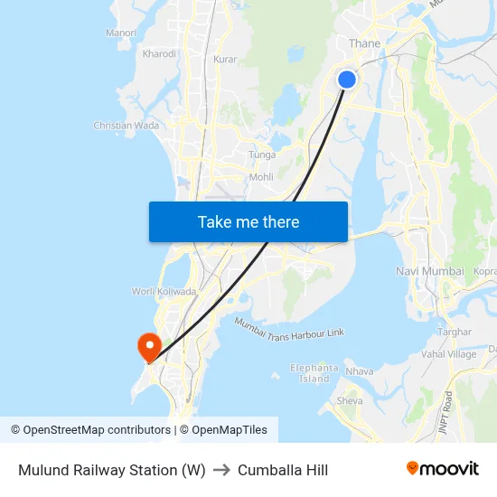 Mulund Railway Station (W) to Cumballa Hill map