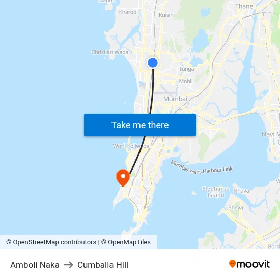 Amboli Naka to Cumballa Hill map