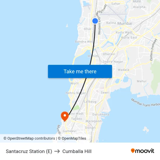 Santacruz Station (E) to Cumballa Hill map