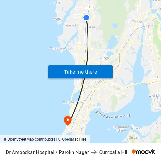 Dr.Ambedkar Hospital / Parekh Nagar to Cumballa Hill map