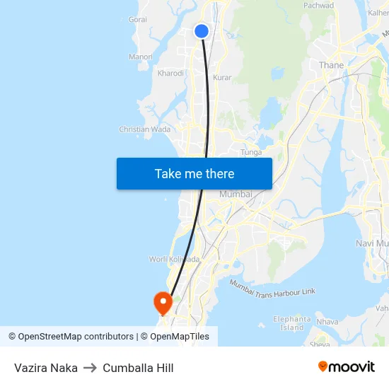 Vazira Naka to Cumballa Hill map
