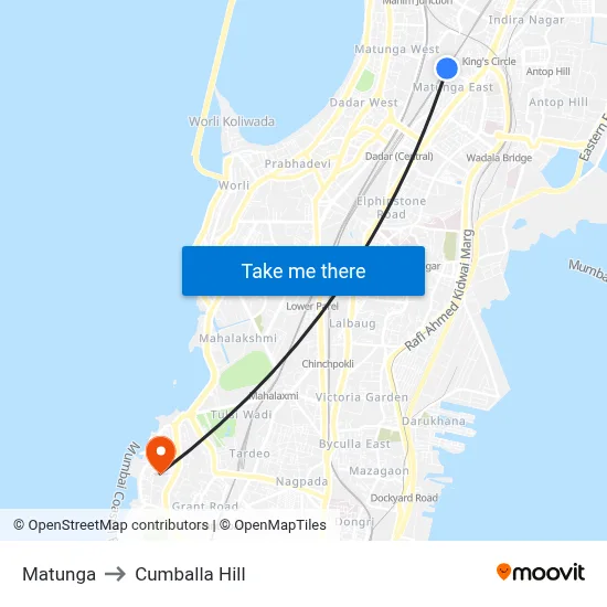 Matunga to Cumballa Hill map