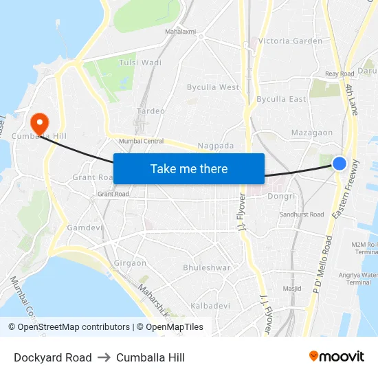 Dockyard Road to Cumballa Hill map