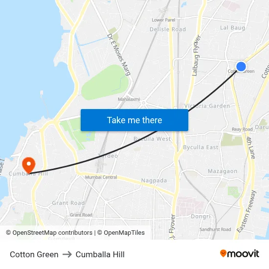 Cotton Green to Cumballa Hill map