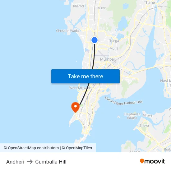 Andheri to Cumballa Hill map