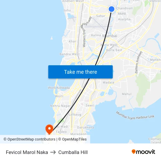 Fevicol Marol Naka to Cumballa Hill map