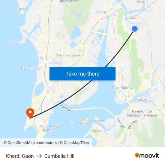 Khardi Gaon to Cumballa Hill map