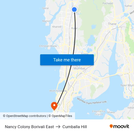Nancy Colony Borivali East to Cumballa Hill map